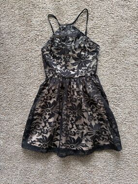 Tobi Black Lace Dress with Nude Lining